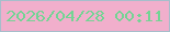 文字の大きさ：3、枠の色：a6becb、背景の色：f1afcc、文字の色：73d494 無料ブログパーツのブログ時計
