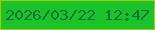 文字の大きさ：2、枠の色：a6ca06、背景の色：19c42b、文字の色：017437 無料ブログパーツのブログ時計
