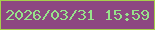 文字の大きさ：3、枠の色：a6cf4b、背景の色：8d4781、文字の色：97e28b 無料ブログパーツのブログ時計