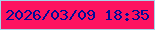 文字の大きさ：5、枠の色：a6d4e9、背景の色：fd1260、文字の色：000d98 無料ブログパーツのブログ時計