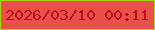 文字の大きさ：4、枠の色：a6d612、背景の色：e65249、文字の色：c40b1a 無料ブログパーツのブログ時計