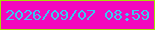 文字の大きさ：2、枠の色：a6df06、背景の色：f308bd、文字の色：38c9f1 無料ブログパーツのブログ時計