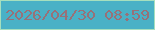 文字の大きさ：2、枠の色：a6dfbe、背景の色：4ab1c6、文字の色：987178 無料ブログパーツのブログ時計