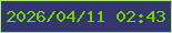 文字の大きさ：3、枠の色：a6ec72、背景の色：35366b、文字の色：72d701 無料ブログパーツのブログ時計