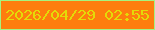 文字の大きさ：2、枠の色：a6f280、背景の色：fe7d0e、文字の色：e4da08 無料ブログパーツのブログ時計