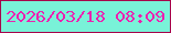 文字の大きさ：4、枠の色：a7024b、背景の色：79f2d8、文字の色：ec21b0 無料ブログパーツのブログ時計