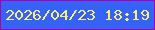 文字の大きさ：1、枠の色：a702b0、背景の色：3563f7、文字の色：fcee72 無料ブログパーツのブログ時計