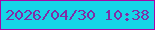 文字の大きさ：4、枠の色：a706a6、背景の色：16d5e7、文字の色：802da6 無料ブログパーツのブログ時計