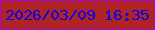 文字の大きさ：1、枠の色：a707d5、背景の色：af2225、文字の色：0a01e7 無料ブログパーツのブログ時計