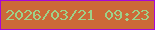 文字の大きさ：2、枠の色：a708d6、背景の色：cc6938、文字の色：9dd189 無料ブログパーツのブログ時計