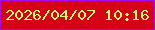 文字の大きさ：4、枠の色：a708ee、背景の色：d50218、文字の色：d0fb70 無料ブログパーツのブログ時計