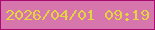 文字の大きさ：3、枠の色：a70a71、背景の色：d776ac、文字の色：e3d440 無料ブログパーツのブログ時計