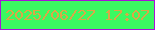 文字の大きさ：2、枠の色：a713d8、背景の色：3bf961、文字の色：daa747 無料ブログパーツのブログ時計