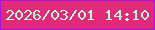 文字の大きさ：2、枠の色：a714e1、背景の色：e12a7a、文字の色：b6fbd4 無料ブログパーツのブログ時計