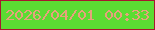 文字の大きさ：5、枠の色：a7172e、背景の色：5bdc33、文字の色：e6a27c 無料ブログパーツのブログ時計