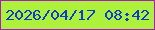 文字の大きさ：4、枠の色：a71bc2、背景の色：aef13c、文字の色：0b3ecd 無料ブログパーツのブログ時計