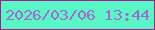 文字の大きさ：2、枠の色：a71d91、背景の色：59f7c6、文字の色：a868d3 無料ブログパーツのブログ時計