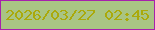 文字の大きさ：3、枠の色：a720ac、背景の色：a9c484、文字の色：aaa90b 無料ブログパーツのブログ時計