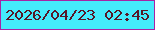 文字の大きさ：3、枠の色：a723a5、背景の色：44ebfb、文字の色：561726 無料ブログパーツのブログ時計