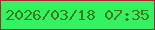 文字の大きさ：1、枠の色：a72634、背景の色：35f263、文字の色：3c7e14 無料ブログパーツのブログ時計