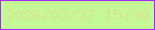 文字の大きさ：4、枠の色：a727f9、背景の色：c5f897、文字の色：d7e38f 無料ブログパーツのブログ時計