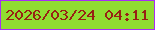 文字の大きさ：4、枠の色：a72ef5、背景の色：90dd31、文字の色：982114 無料ブログパーツのブログ時計