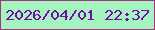 文字の大きさ：3、枠の色：a7327f、背景の色：a3f4be、文字の色：7709a4 無料ブログパーツのブログ時計