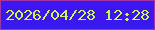 文字の大きさ：5、枠の色：a732a6、背景の色：3e17ef、文字の色：c5fb58 無料ブログパーツのブログ時計