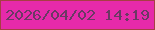 文字の大きさ：1、枠の色：a73e44、背景の色：e62aaa、文字の色：6b3964 無料ブログパーツのブログ時計
