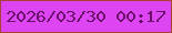 文字の大きさ：2、枠の色：a74235、背景の色：dd45f2、文字の色：69106a 無料ブログパーツのブログ時計