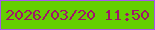 文字の大きさ：5、枠の色：a756ed、背景の色：64cf01、文字の色：a01569 無料ブログパーツのブログ時計