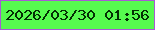 文字の大きさ：1、枠の色：a75ad5、背景の色：56fa4f、文字の色：042f04 無料ブログパーツのブログ時計