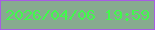 文字の大きさ：1、枠の色：a75de3、背景の色：87ab8f、文字の色：41f94c 無料ブログパーツのブログ時計