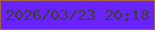 文字の大きさ：4、枠の色：a7613e、背景の色：6723f9、文字の色：423e2f 無料ブログパーツのブログ時計