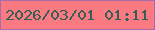 文字の大きさ：1、枠の色：a76aad、背景の色：fb7a81、文字の色：345e56 無料ブログパーツのブログ時計