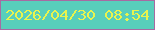 文字の大きさ：4、枠の色：a76ba2、背景の色：58cfbb、文字の色：e9f44e 無料ブログパーツのブログ時計
