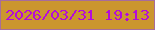 文字の大きさ：1、枠の色：a76c9b、背景の色：cb962e、文字の色：b40cda 無料ブログパーツのブログ時計