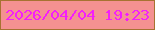 文字の大きさ：3、枠の色：a77231、背景の色：f49191、文字の色：f41ffa 無料ブログパーツのブログ時計