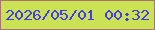 文字の大きさ：3、枠の色：a7756d、背景の色：cae253、文字の色：433bf2 無料ブログパーツのブログ時計