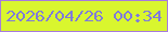 文字の大きさ：2、枠の色：a77bdd、背景の色：d9f62e、文字の色：807bda 無料ブログパーツのブログ時計