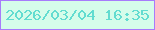 文字の大きさ：1、枠の色：a77bfb、背景の色：d5fcea、文字の色：62dcd0 無料ブログパーツのブログ時計