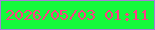 文字の大きさ：2、枠の色：a77dda、背景の色：15fa3c、文字の色：fe3e85 無料ブログパーツのブログ時計