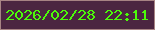 文字の大きさ：4、枠の色：a78484、背景の色：4b2641、文字の色：4cfb09 無料ブログパーツのブログ時計