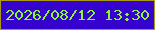 文字の大きさ：2、枠の色：a79a1a、背景の色：3603ce、文字の色：89f636 無料ブログパーツのブログ時計