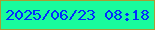 文字の大きさ：5、枠の色：a79d33、背景の色：19fb9d、文字の色：022cff 無料ブログパーツのブログ時計