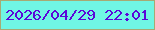 文字の大きさ：3、枠の色：a7aa73、背景の色：70f6e4、文字の色：5b08d8 無料ブログパーツのブログ時計