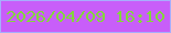 文字の大きさ：5、枠の色：a7adfd、背景の色：c85ef9、文字の色：83d63d 無料ブログパーツのブログ時計