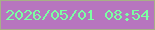 文字の大きさ：1、枠の色：a7b087、背景の色：b775bf、文字の色：7cffa3 無料ブログパーツのブログ時計