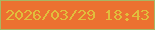 文字の大きさ：5、枠の色：a7b663、背景の色：ec7130、文字の色：e1bd3c 無料ブログパーツのブログ時計