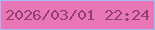 文字の大きさ：1、枠の色：a7baf2、背景の色：e976b6、文字の色：914071 無料ブログパーツのブログ時計